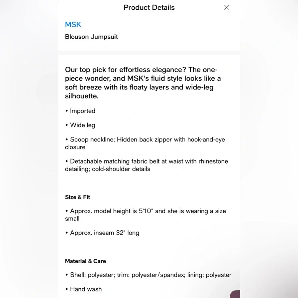 MSK Black Chiffon Overlay Jumpsuit Large NEW - Picture 11 of 16